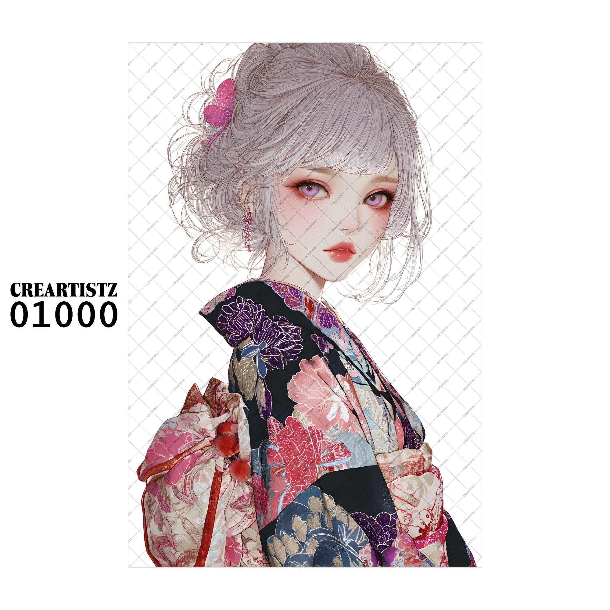 01000 ガール キュート オリジナル ペーパー/ステッカー 4枚セット CREARTISTZ