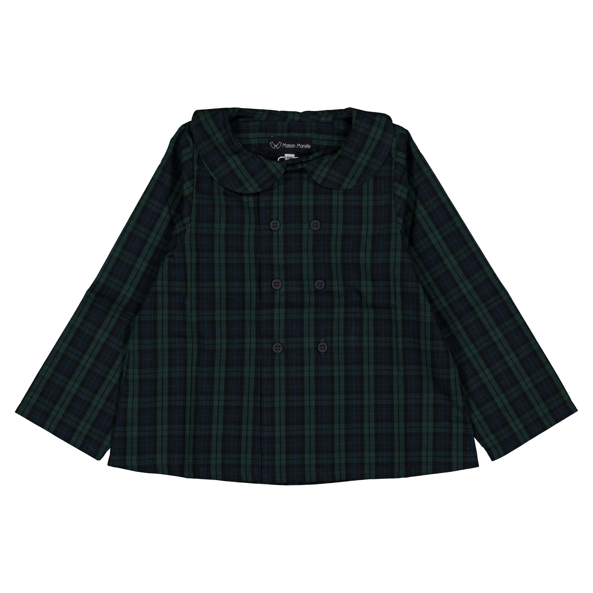 【予約/送料無料】Blouse CONVENTION - tartan green&blue / Maison Marelle