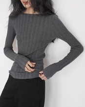 Boat neck slim rib Knit　T20175