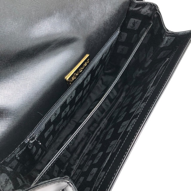 Yves Saint Laurent イヴ・サンローラン ショルダーバッグ ブラック YSL型押し レザー vintage ヴィンテージ オールド bscs8w