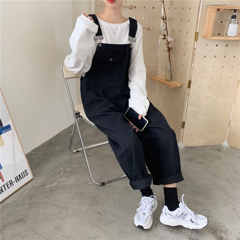 送料無料 コーデに悩まない 2点セット 前ポケット ゆったり サロペット オーバーオール Tシャツ セット ラフ ゆったり お洒落 インナー Lamitte Deco トレンド 韓国ファッション ショップ Base店