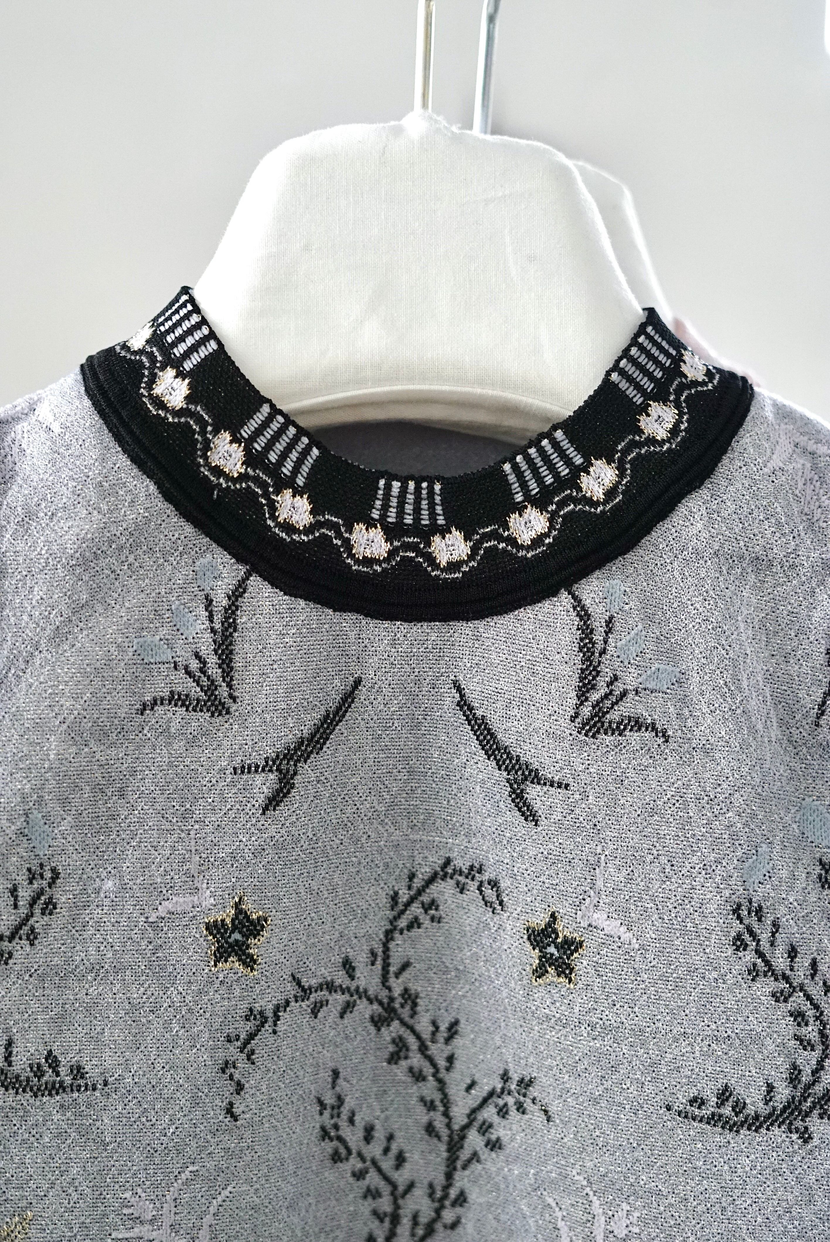 Mame Kurogouchi / Layered Jacquard Knit Top ( BLACK, PINK