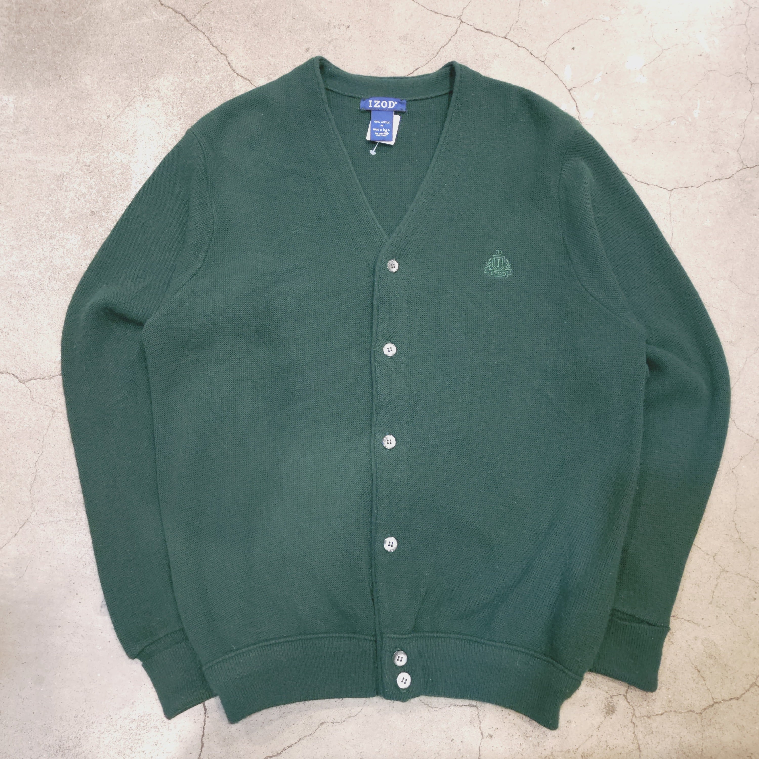IZOD one point logo embroidery acrylic cardigan （Made in USA