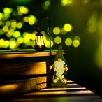 植毛ガーデンノーム像 妖精 ライト ソーラー LEDライト付き 庭装飾 玄関装飾 置物 庭園 ガーデニング オブジェ