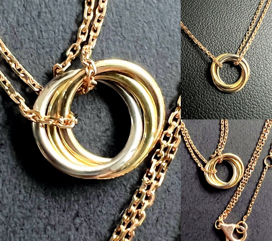CARTIER カルティエ K18 PG WG YG 3カラー ダブルチェーン トリニティ