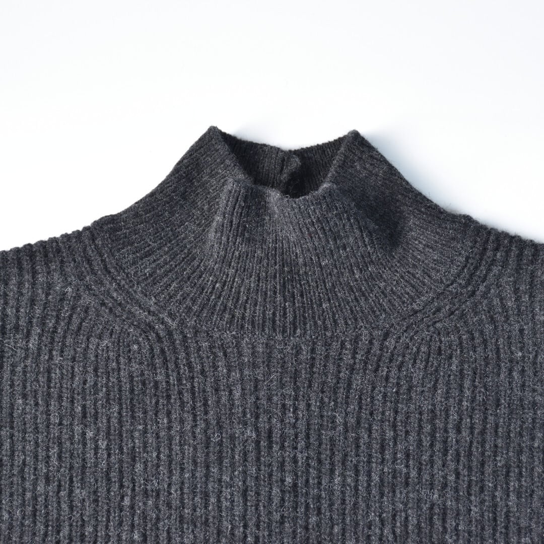 evam eva エヴァムエヴァ wool fox aze vest ウールフォックス畦ベスト・チャコール【送料無料】