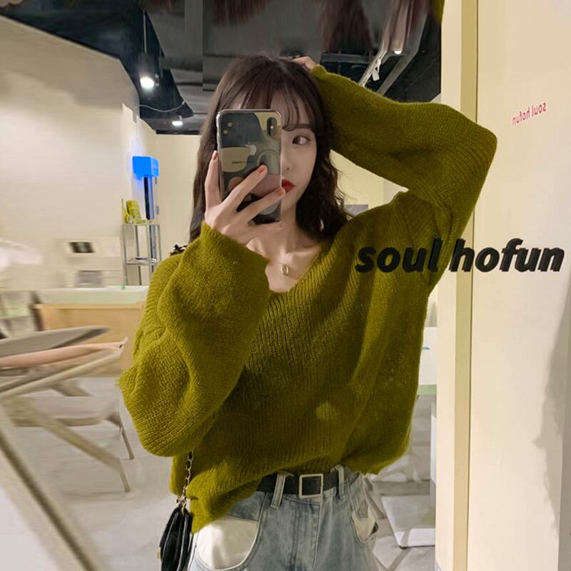 スプリングスタイルルーズセーター Vネック薄手レディース ロング 春物 スーパーモール92377743113