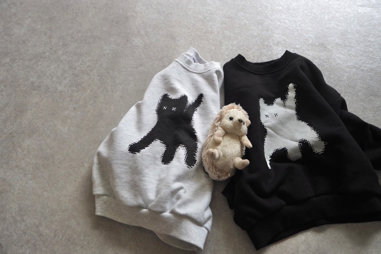 【elly molly】shadow cat トレーナー (White)100〜130cm【230915el】 - 3