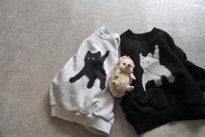 【elly molly】shadow cat トレーナー (White)100〜130cm【230915el】