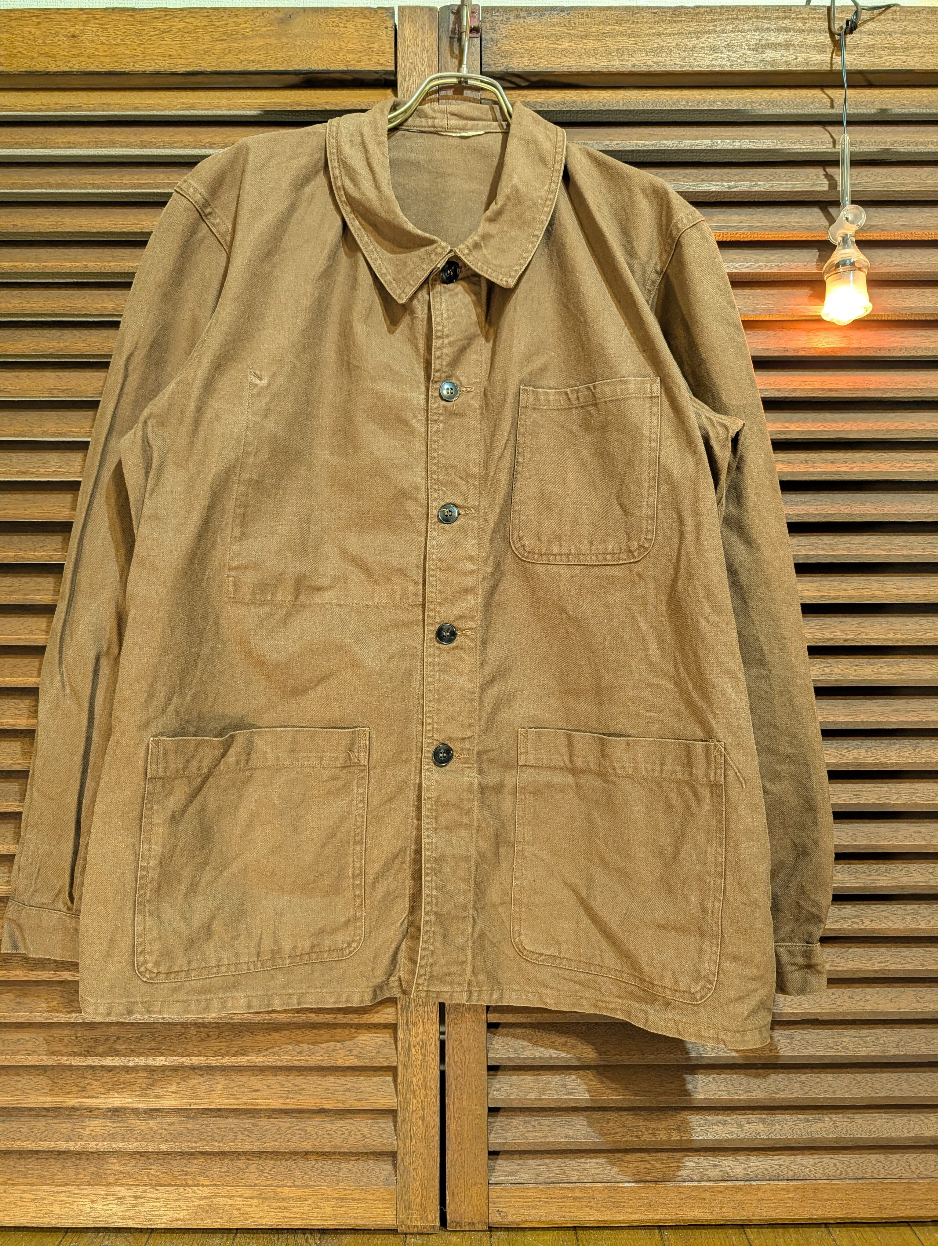 50-60s France Cotton Twill Work Jacket Brown