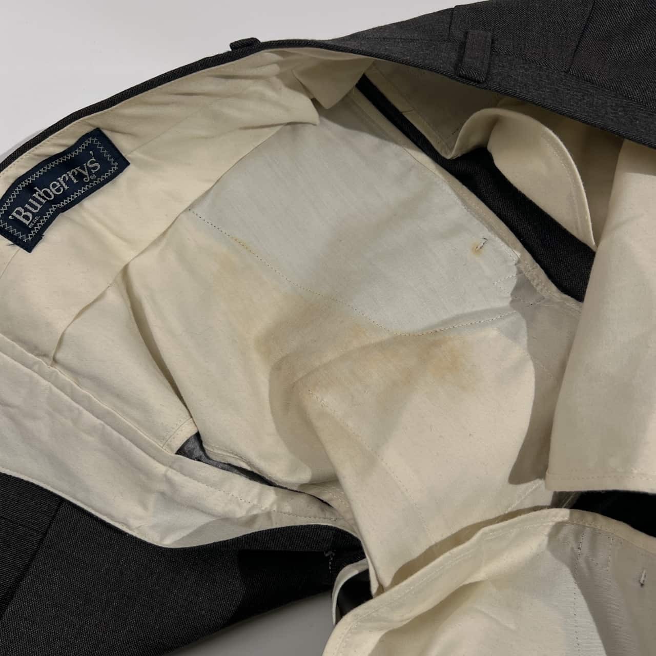 上下 90s BURBERRY バーバリー セットアップ テーラードジャケット スラックス 96-86-170 AB5/ダークグレー系 メンズ ビンテージ