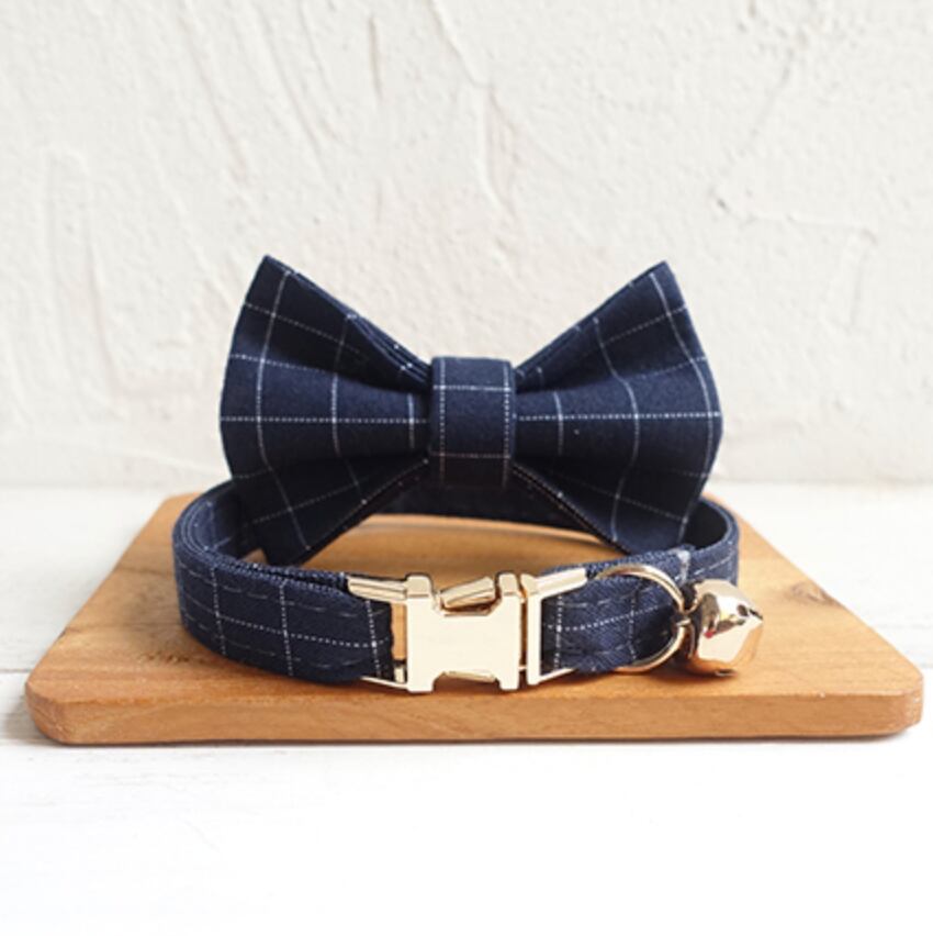 おなまえ猫首輪【ネイビー×ウィンドペン】