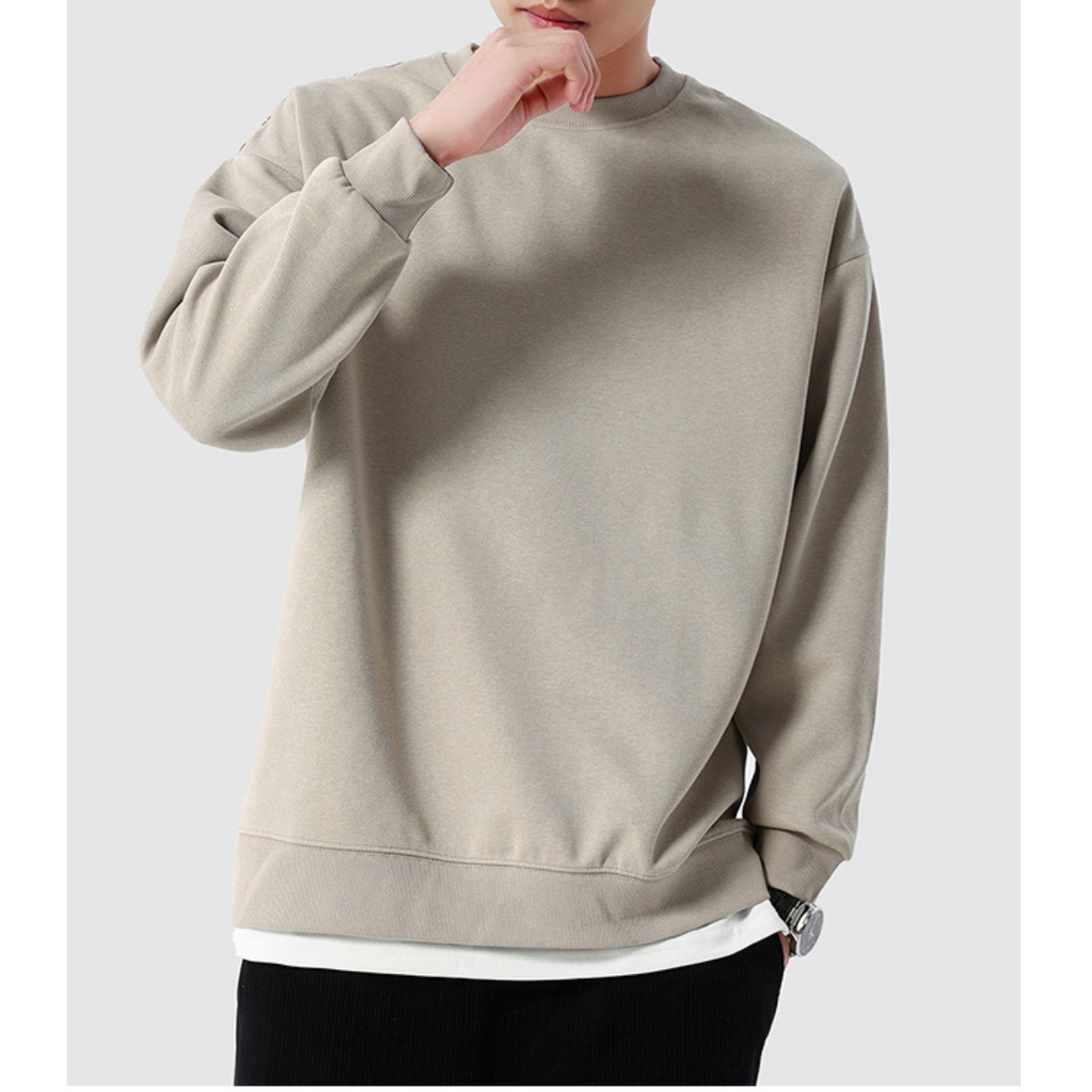 リラックスフィット クルーネック長袖 Tシャツ af0081