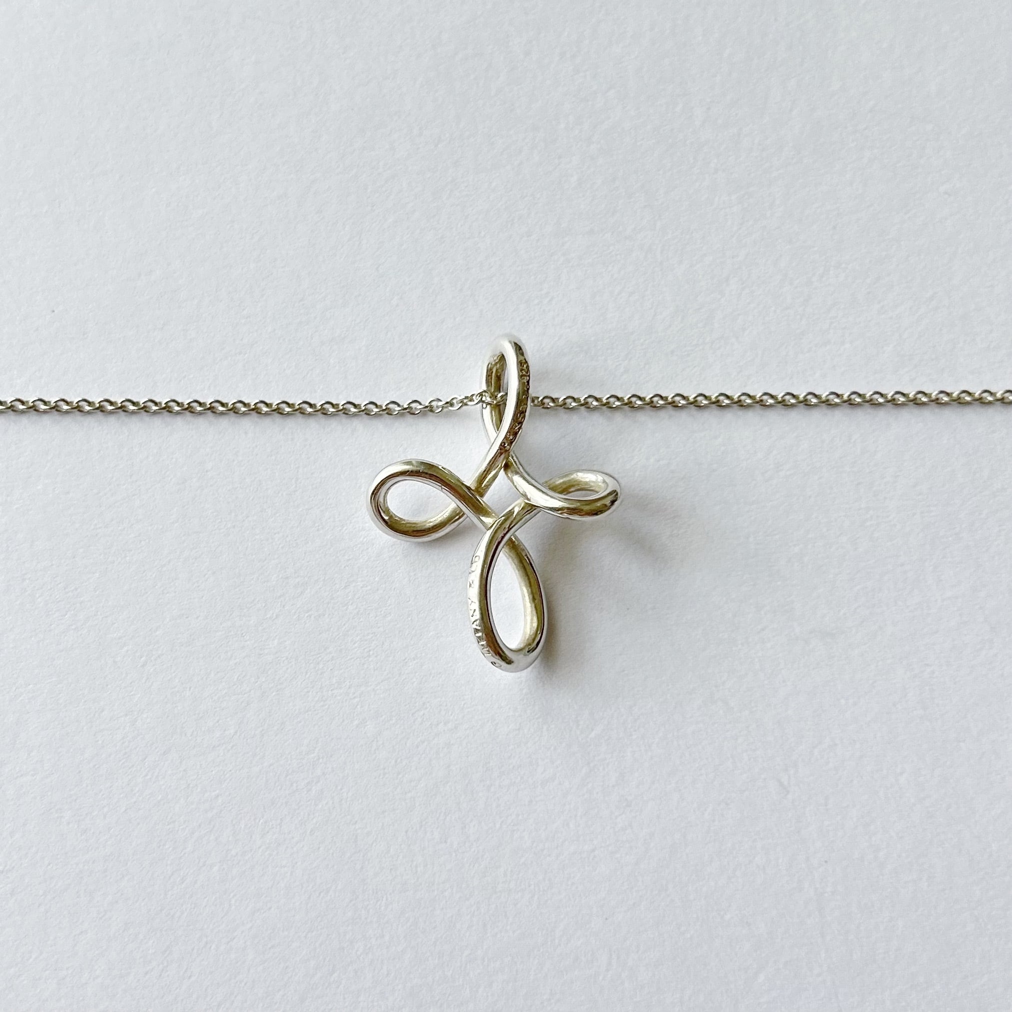 T7174】Tiffany&Co. Infinity cross long chain necklace/silver925
