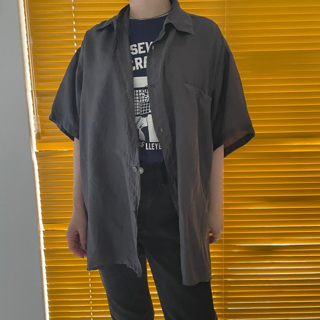 Silk charcoal open shirt
