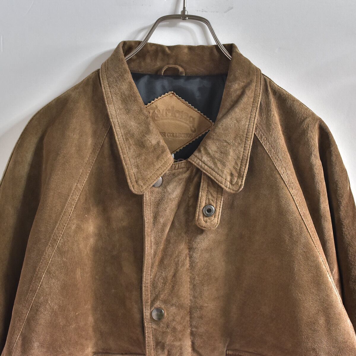 90~00s Unknown スウェードレザー ブルゾン イノシシ 本革 革ジャン ヴィンテージ ジャンパー ジャパンビンテージ アウター メンズMサイズ