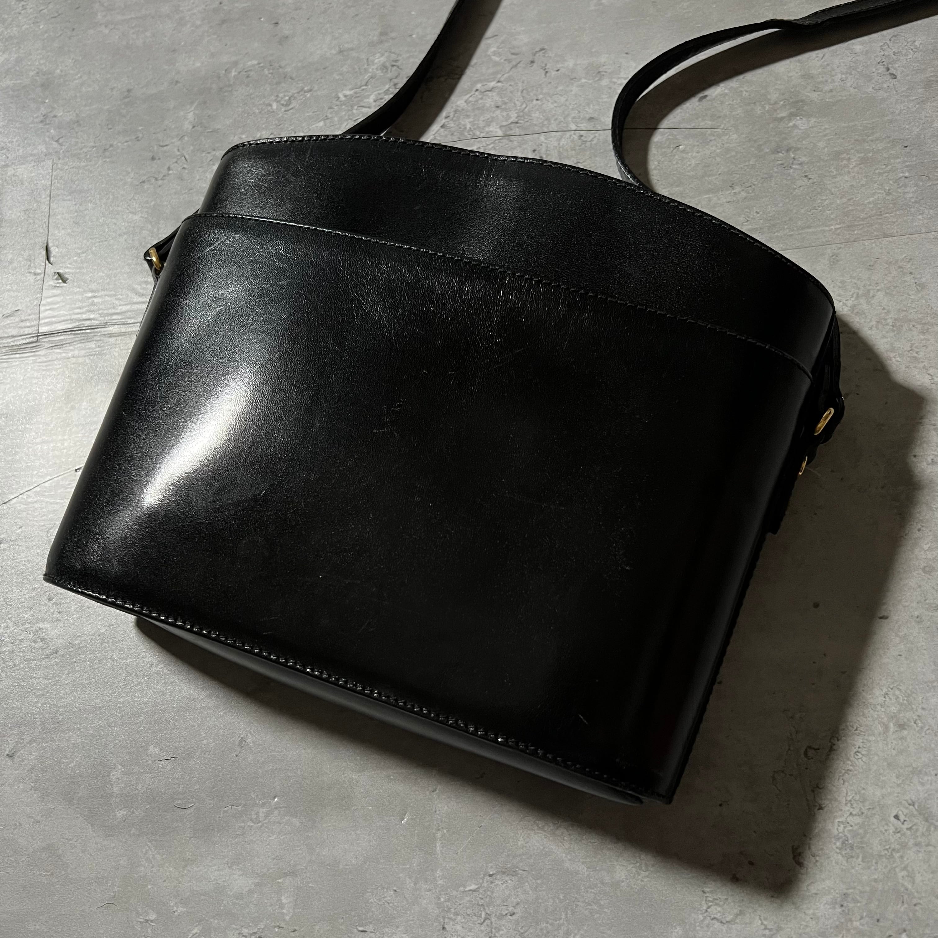 about 80s “BALLY” black leather shoulder bag バリー ブラック 