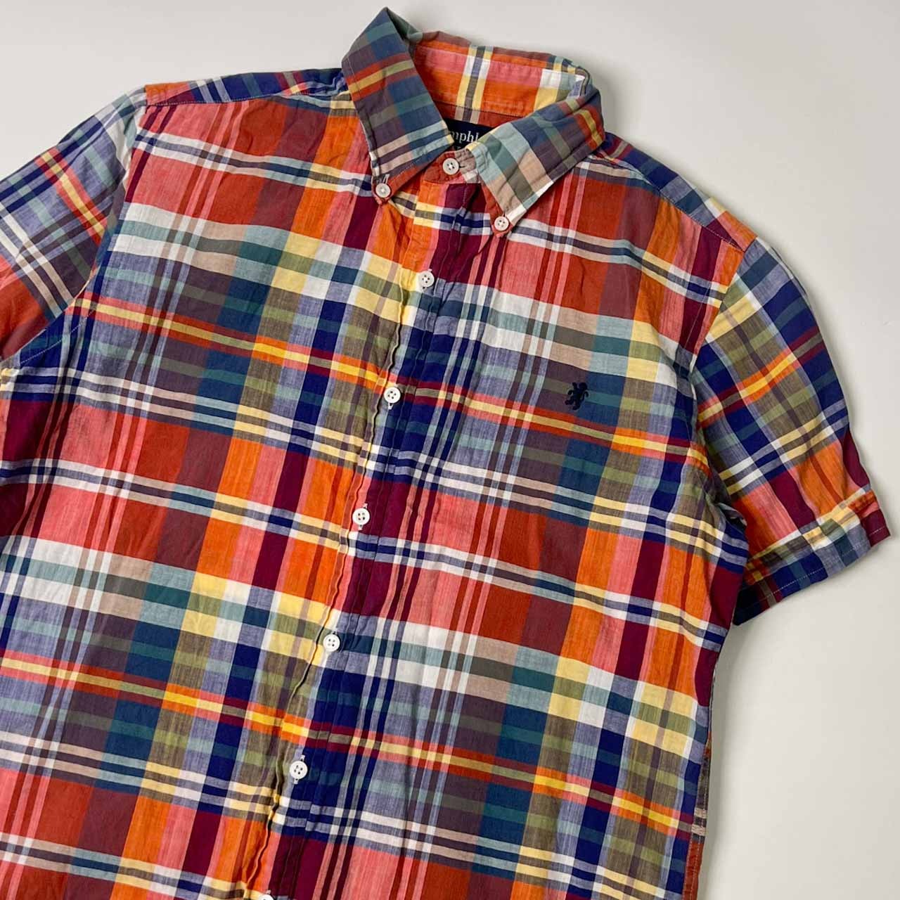 90s Gymphlex ジムフレックス チェック BD ボタンダウン 半袖シャツ S/マルチ メンズ ビンテージ