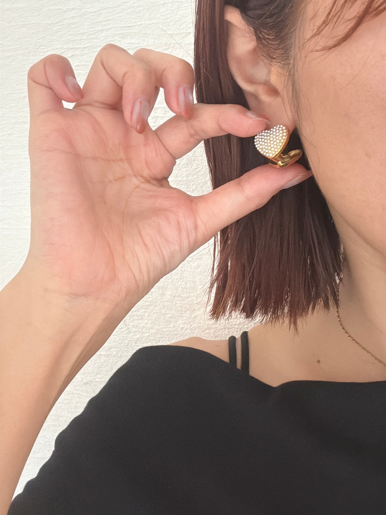 ドットパールハートピアス