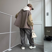 fleece lining short hoodie/ecru