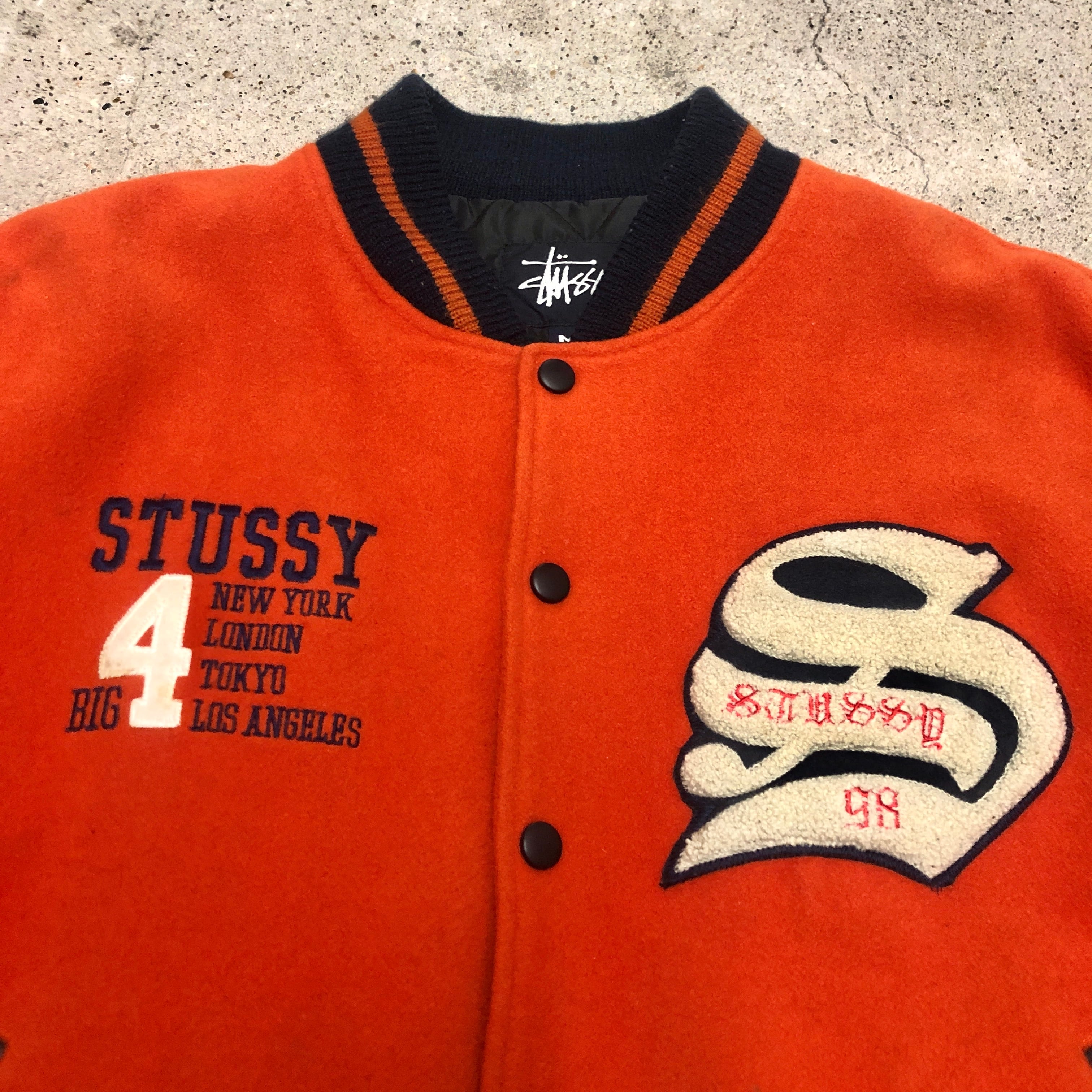 90s OLD STUSSY/BIG 4/Stadium Jacket/USA製/紺タグ/M 90s OLD STUSSY/BIG 4/Stadium Jacket/USA製/紺タグ/M