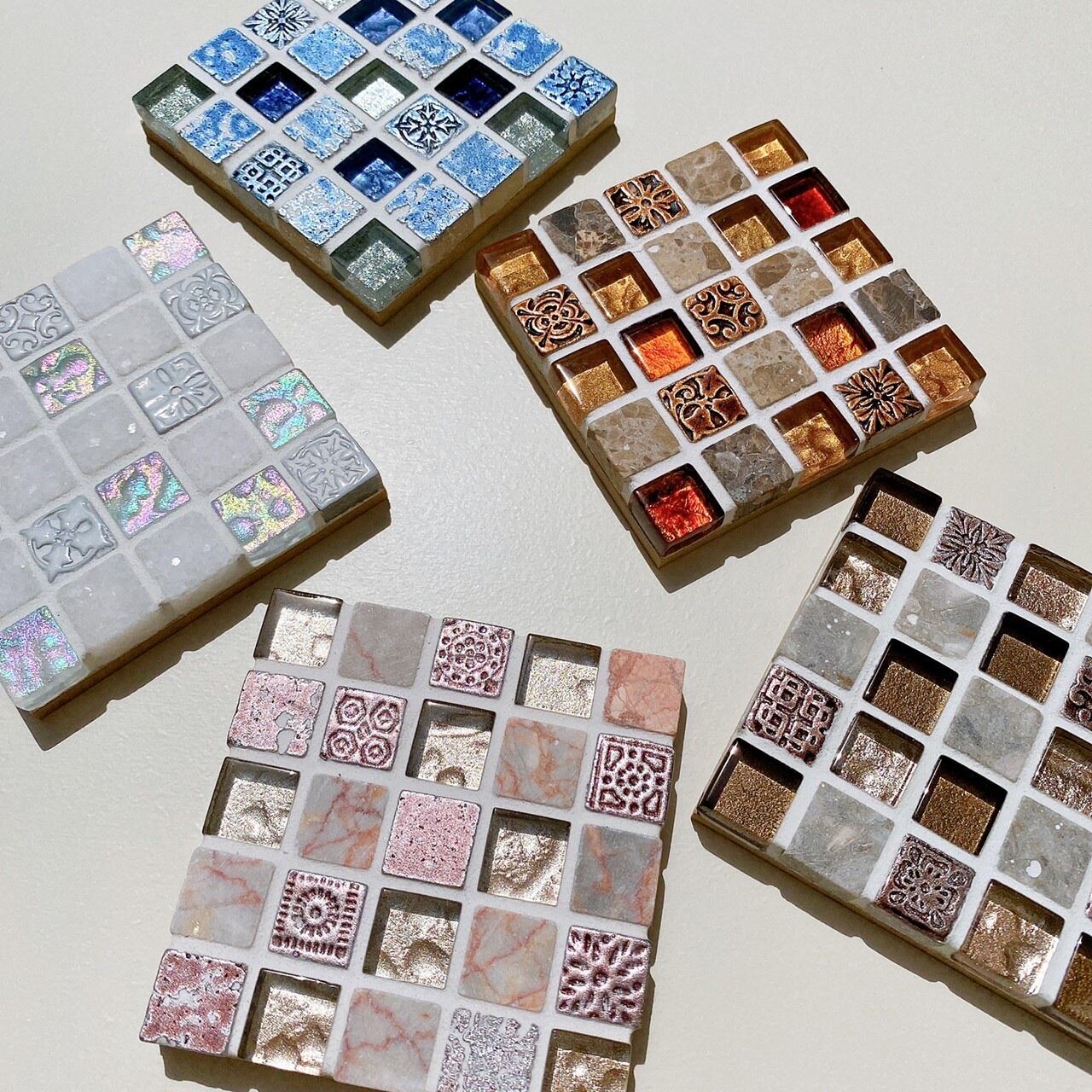 31-4-1【キッチン雑貨：コースター】タイルコースター(オレンジ