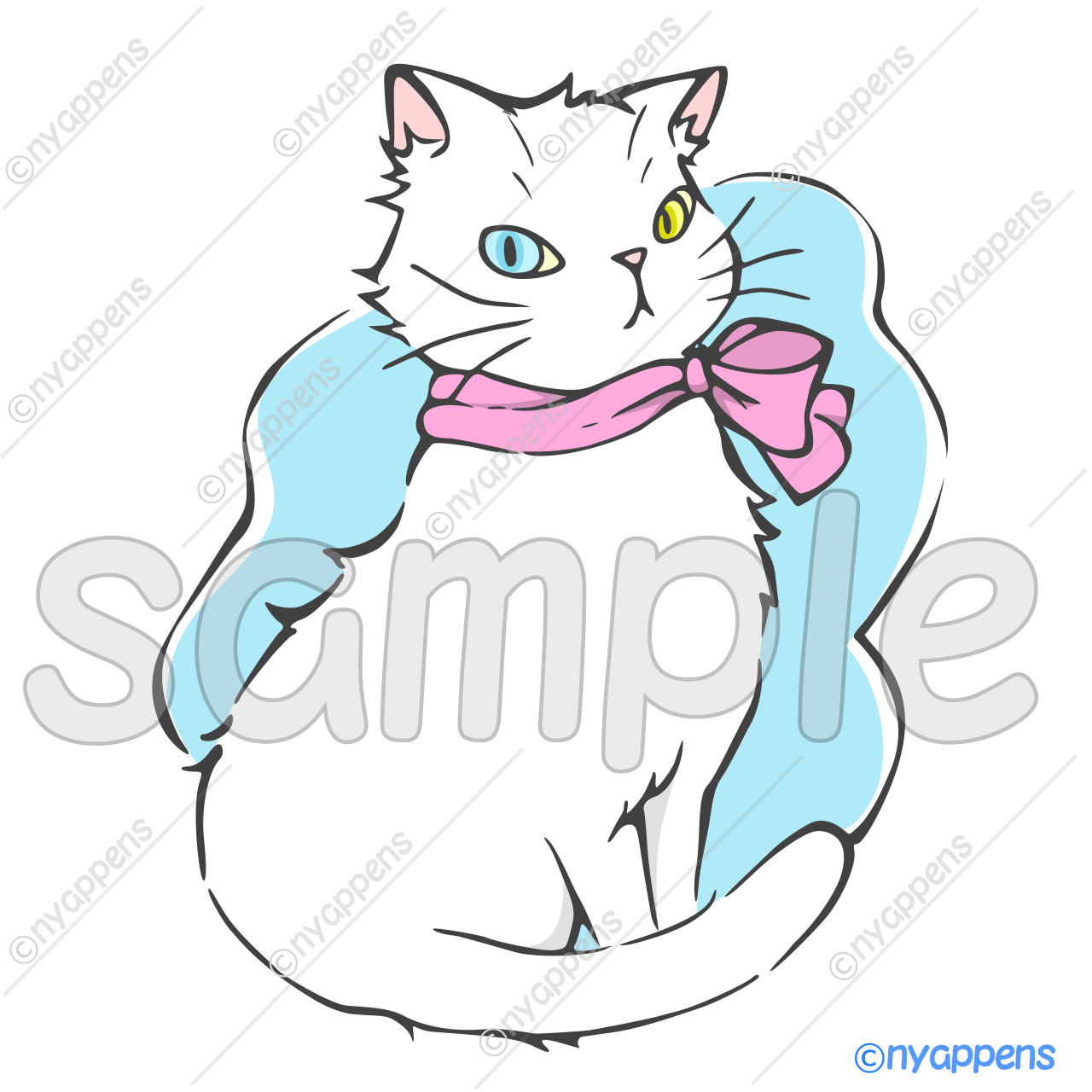 【商用利用OK】手書き猫イラスト<M5a>白猫