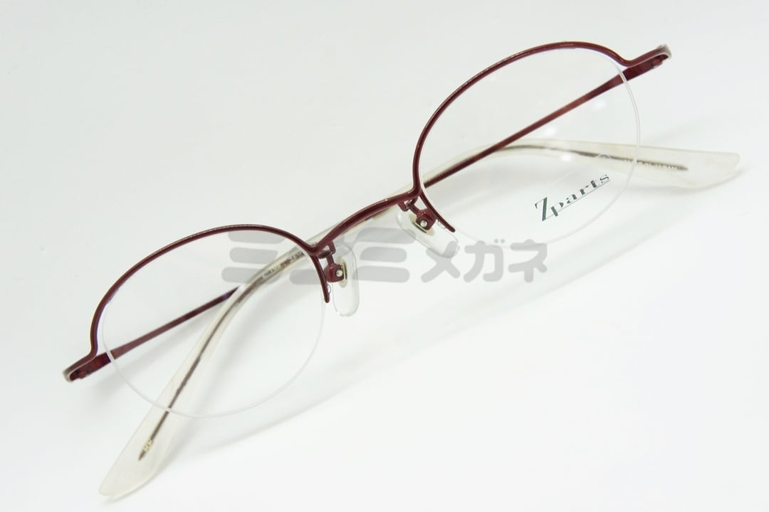 Zparts メガネ Z-108 Col.RE オーバル ハーフリム ナイロール 半リム