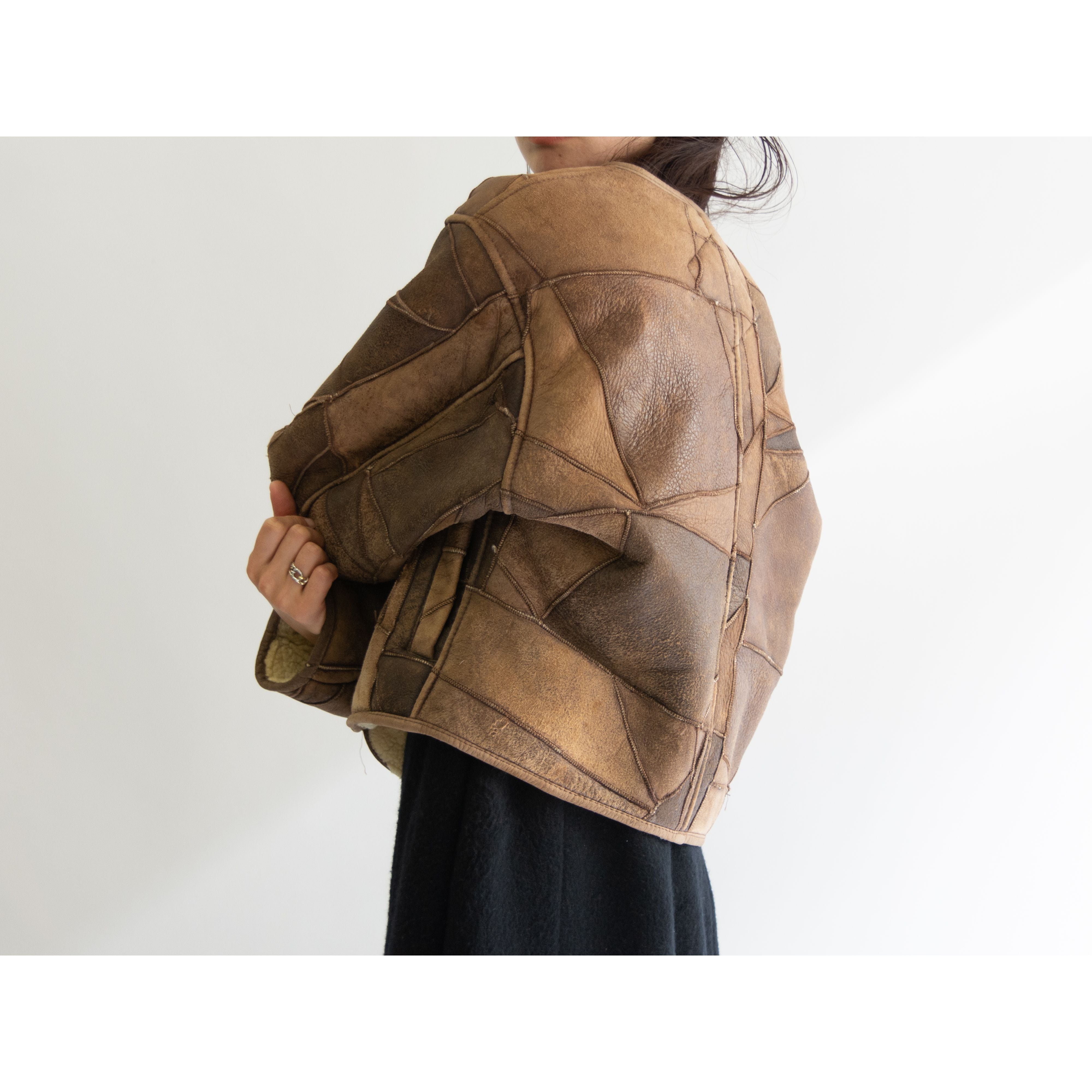 【ISSEY MIYAKE HAI SPORTING GEAR】Made in Korea 70-80's Patchwork Shearling Jacket（イッセイミヤケ ハイスポーティングギア 韓国製パッチワークムートンジャケット）