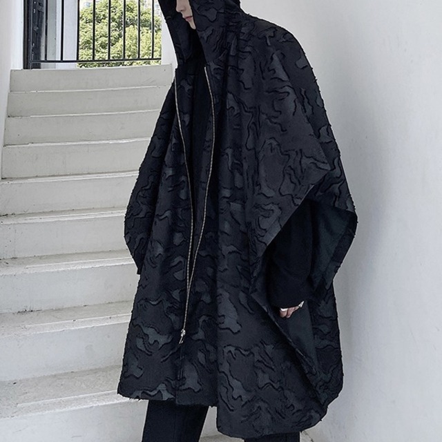 【TR1129】High Dark Hooded Coat