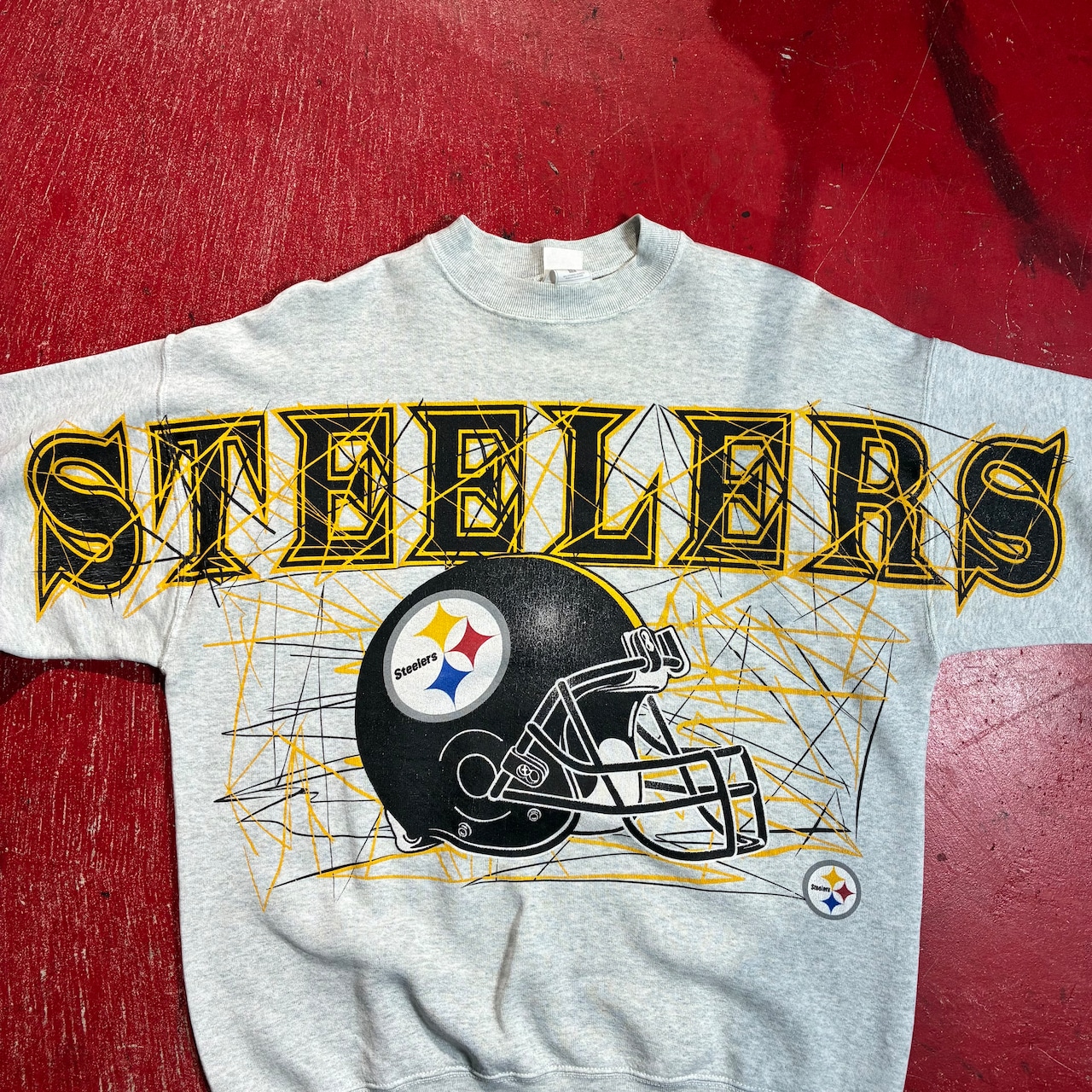 90s Fruit of the loom NFL STEELERS ビッグプリントスウェット グレー