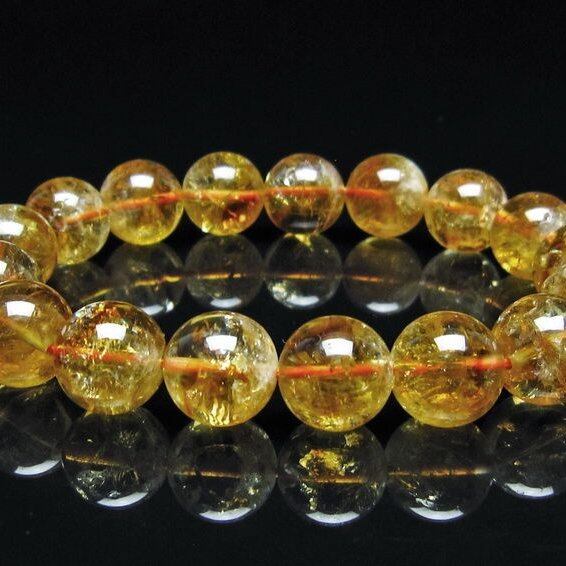 シトリン ブレスレット 虹入り 13mm シトリンクォーツ ブレス おまかせ便 一点物 111-50503