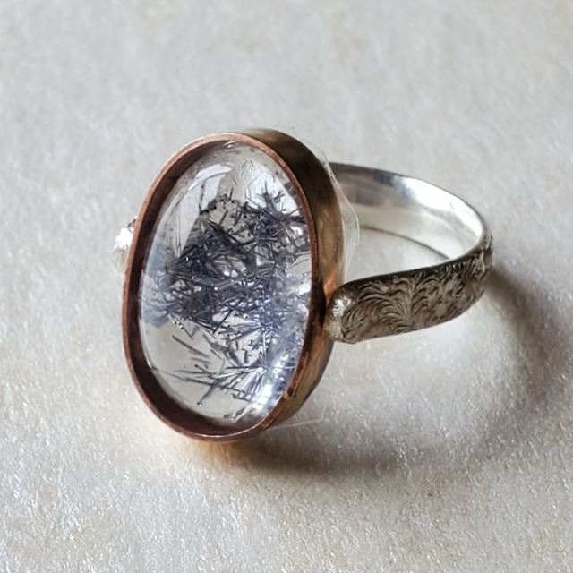 【氷花】デュモルチェライトインクォーツのリング