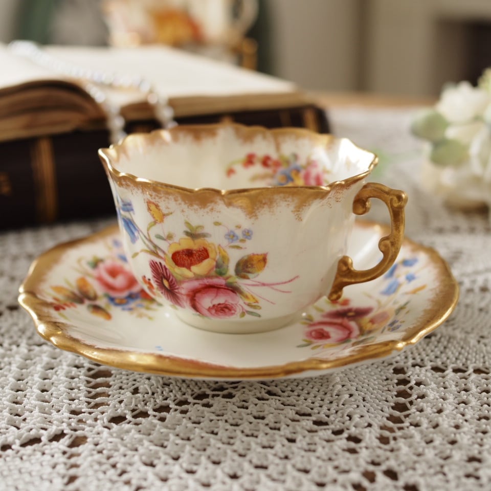 美品 英国Hammersley ハマースレイ ドレスデンスプレイ 手描きフラワー