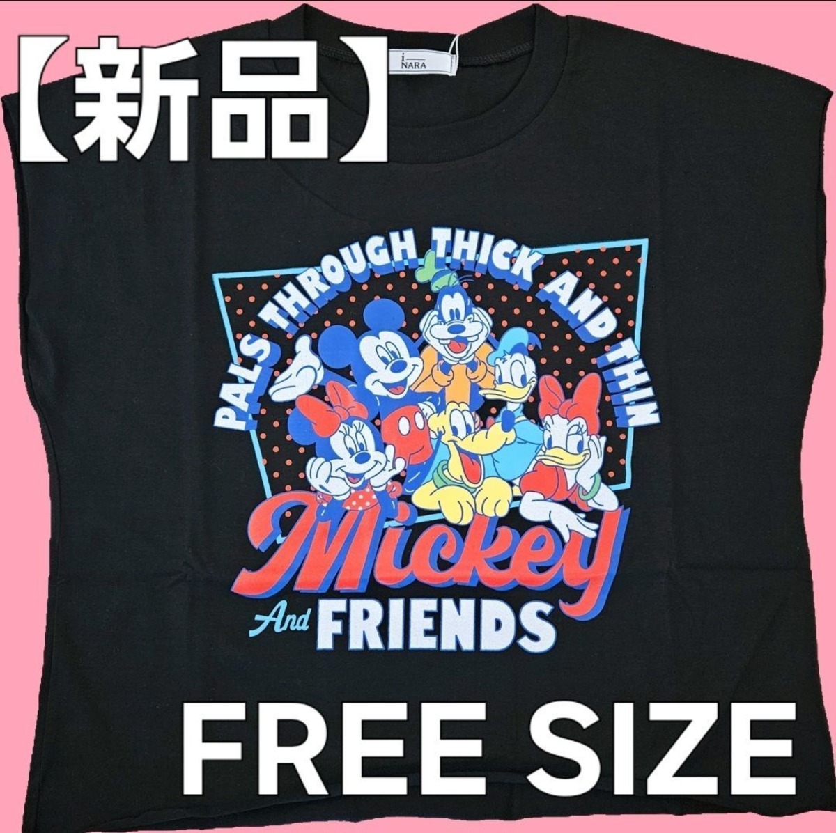 新品】Tシャツ 黒 フリーサイズFREE SIZE ディズニーDisney ミッキー 