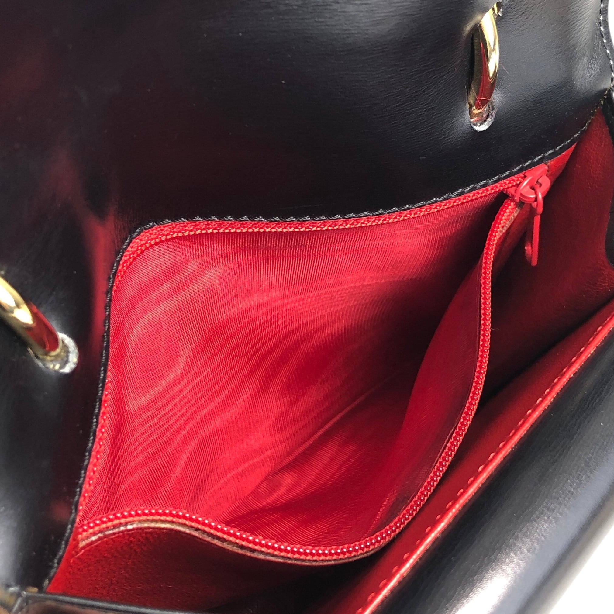 CELINE セリーヌ ハンドバッグ ブラック ガンチーニ レザー ダブル