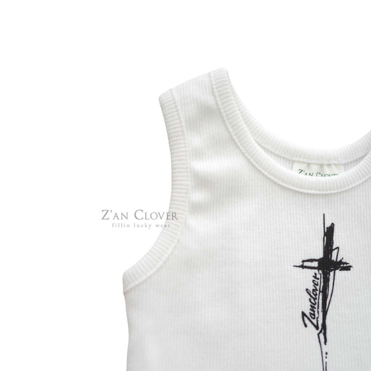 [Z’AN CLOVER] Asymmetrical slit tank top +fee2 / [지안클로버] 언발트임탱크탑