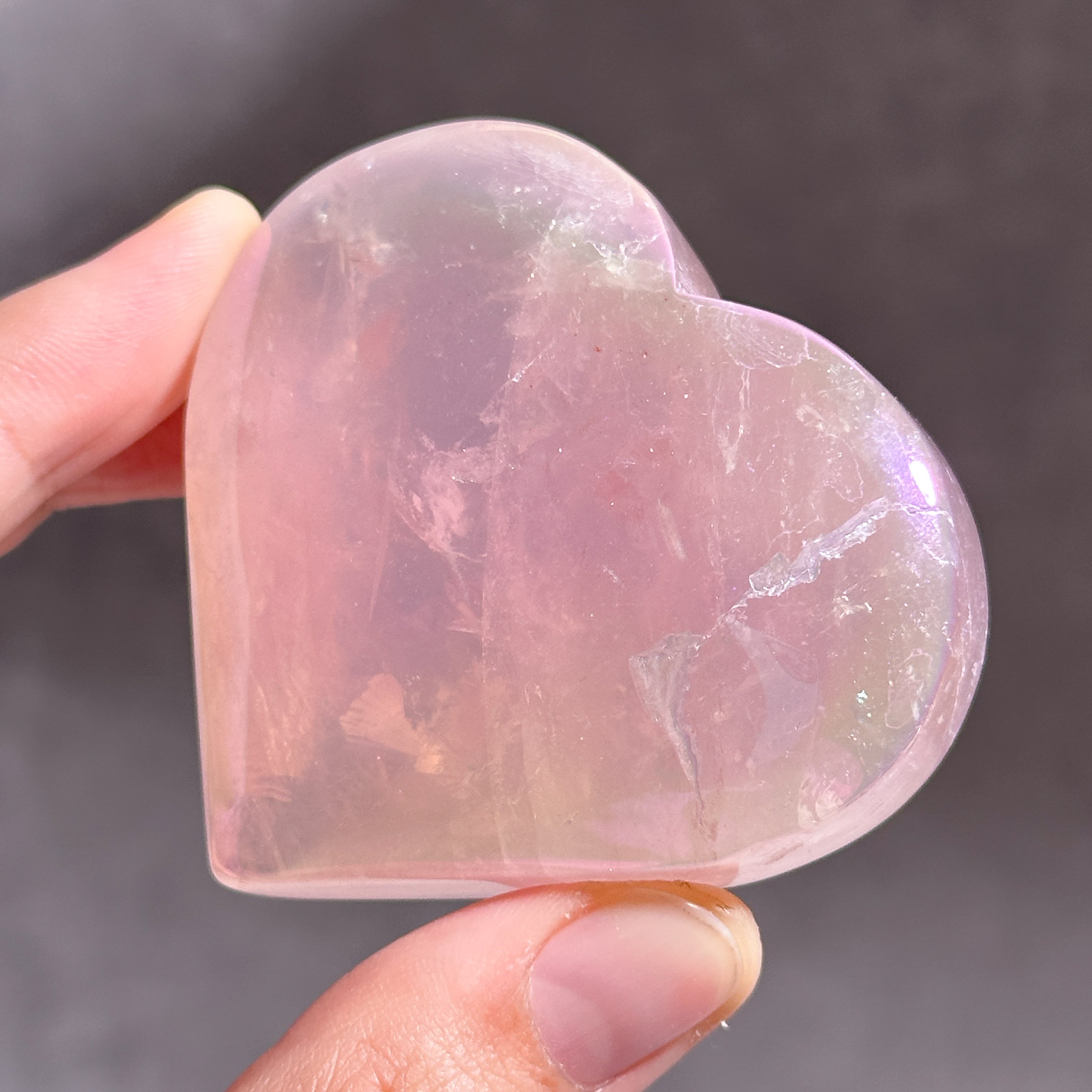 Big♡エンジェルオーラローズクォーツ ハート85♡ Angel Aura Rose