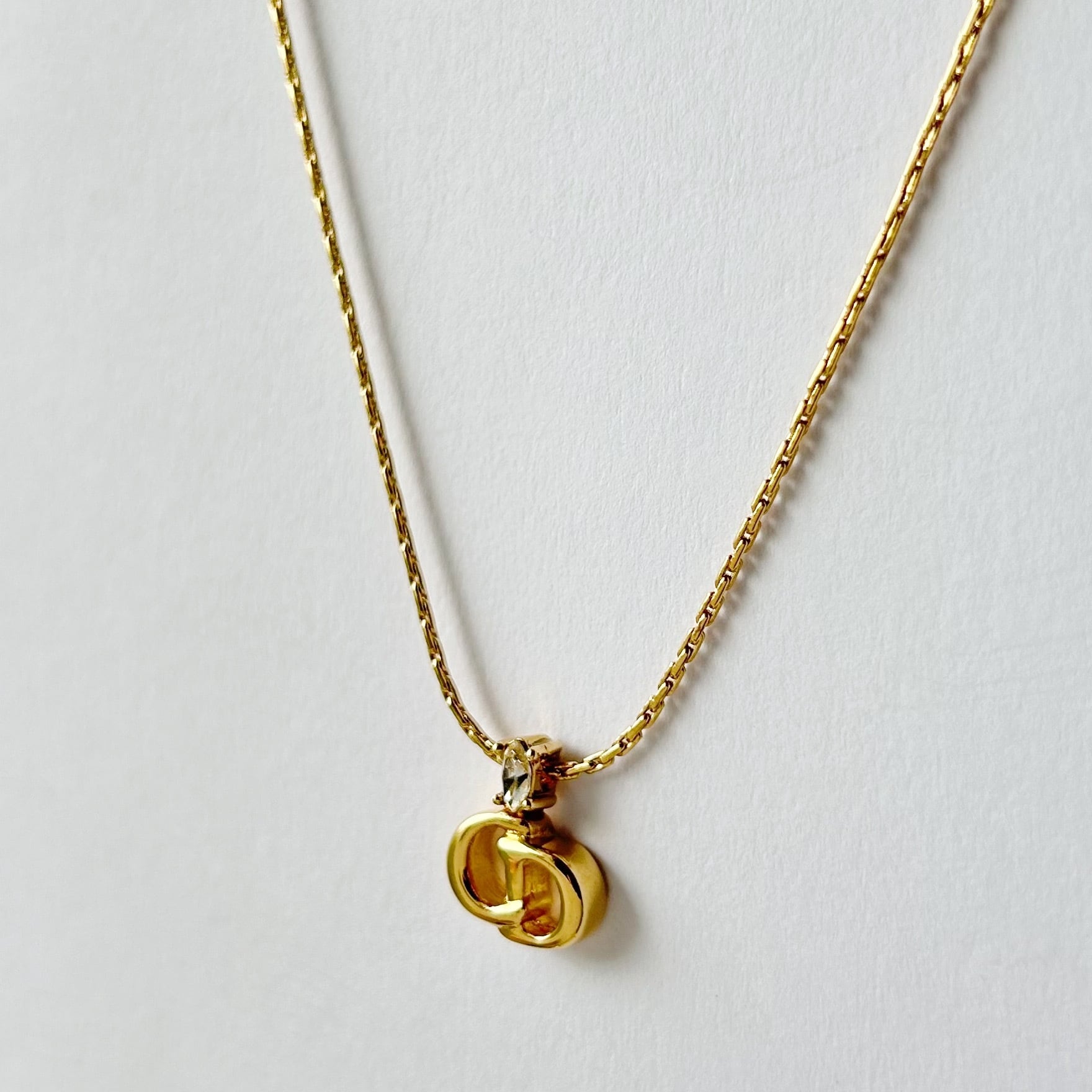 N8007】Christian Dior one stone logo necklace/クリスチャン