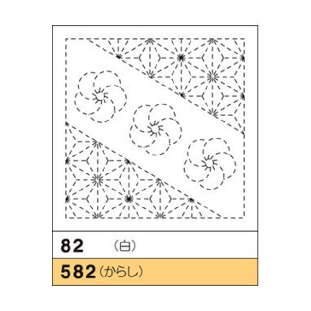 オリムパス花ふきん No.82（白） ねじり梅と麻の葉（ねじりうめとあさのは）