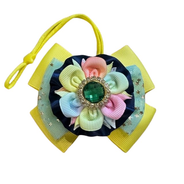 犬猫チョーカー レギュラーサイズ モノグラム ブラック小花 お花モチーフ リボン 犬用 猫用 数量限定