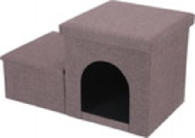 収納付きペットステップ&ハウス チャコール