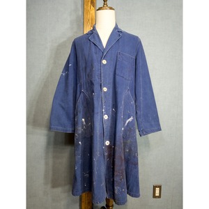 【1950s】"French Work" Blue Cotton Twill Atelier Work Coat ③
