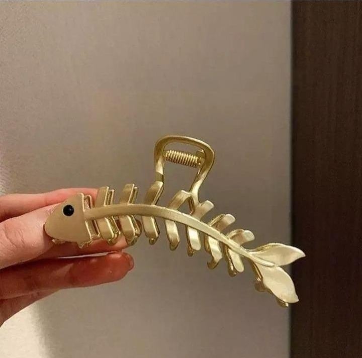 魚の骨 ヘアー クリップ ゴールド 金 バンスクリップ ヘアアクセサリー