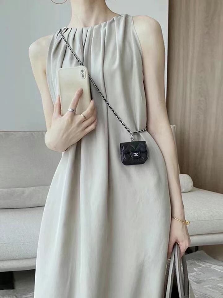 リネンブレンド　タックワンピース　AJ22262-6858