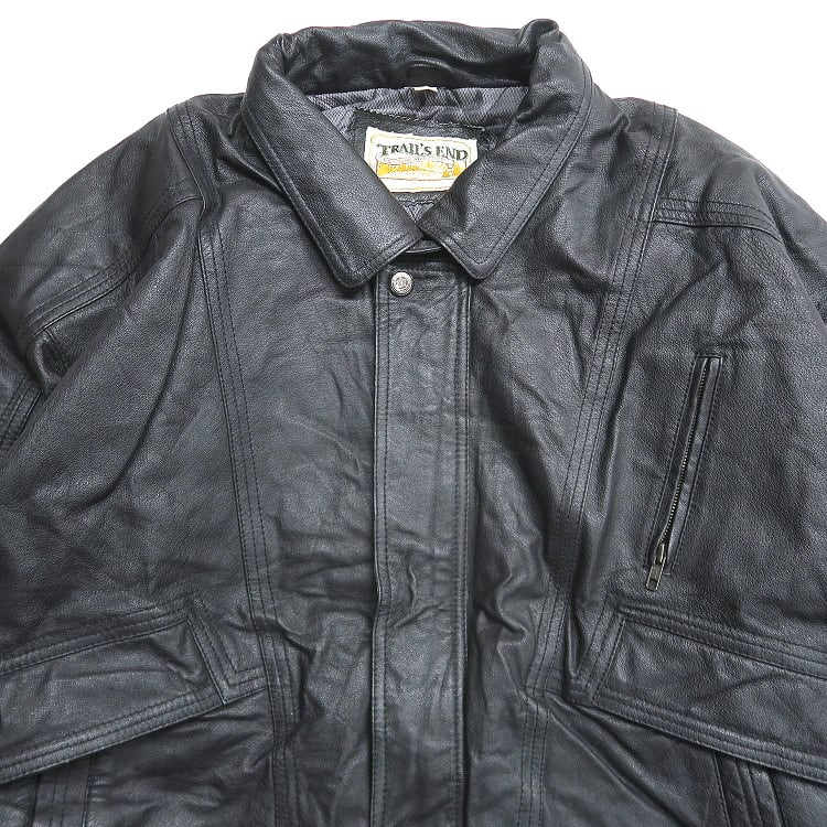 古着 TRAIL'S END 本革 レザージャケット ブルゾン ブラック 表記：XL