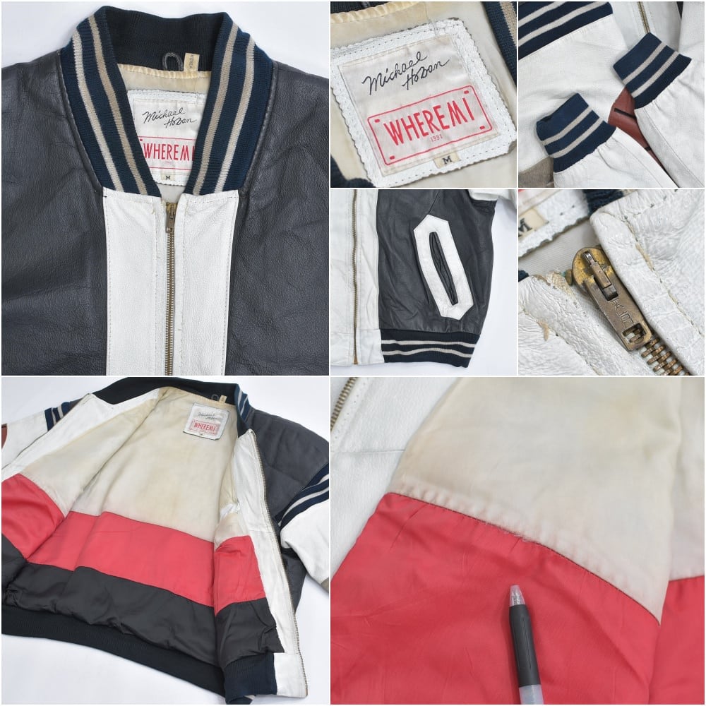 80~90s WHERE MI 切替デザイン レザー ジャケット ブルゾン 80~90s WHERE MI 切替デザイン レザー ジャケット ブルゾン