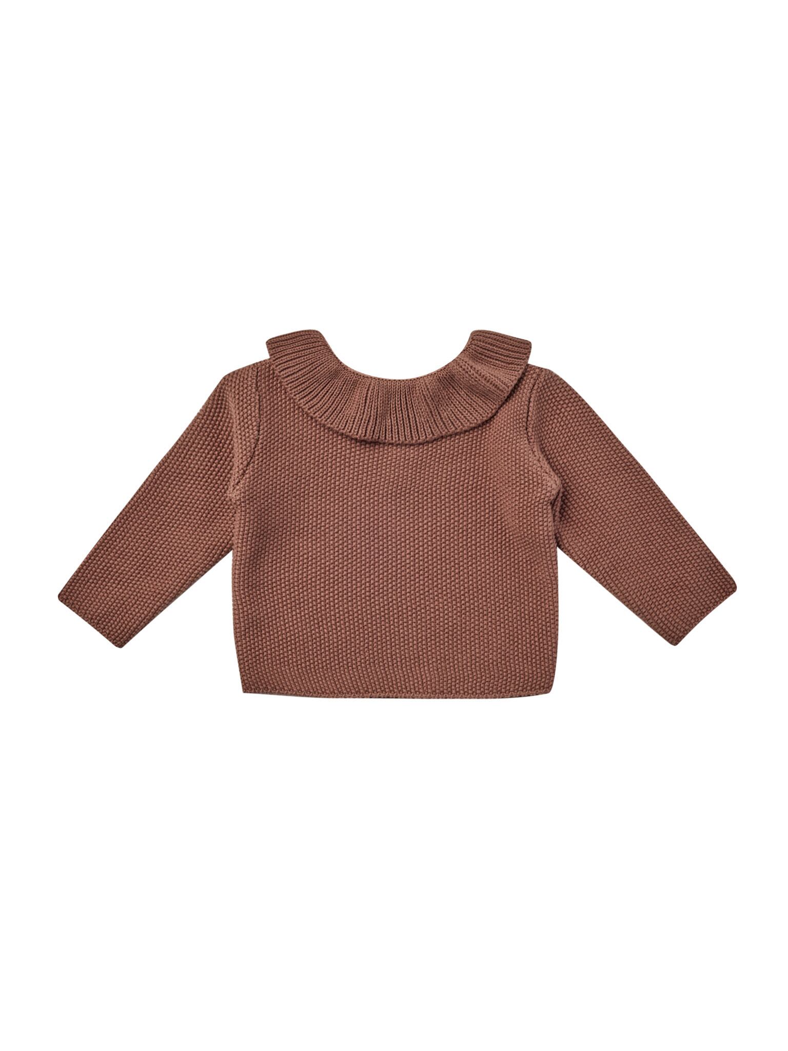 Quincy Mae(クインシーメイ) / 22aw ruffle collar knit sweater / pecan / 12-18m(76-84cm)・18-24m(84-91cm)