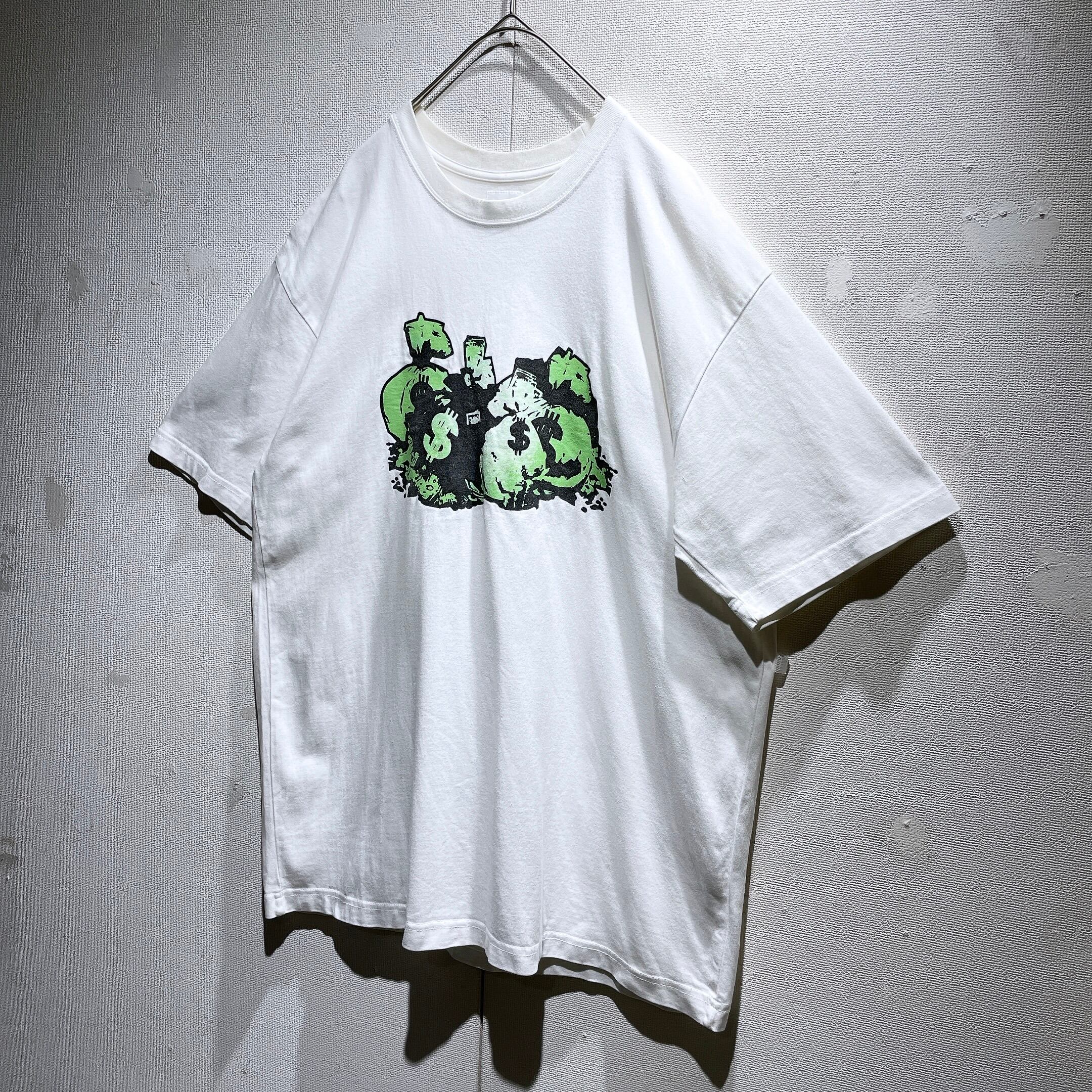 2000s ” Swagger ” ” skullgain ” printed White loose SS Tee