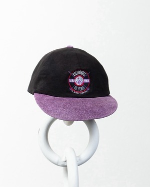 bicolor embroidery leather x cotton cap / COLOR:BLACK × PURPLE